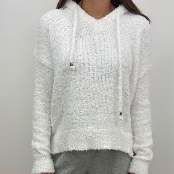 NWT White Fuzzy Hoodie Pullover - Picture 4 of 6